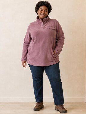 32 Degrees Heat Mauve Pullover Fleece Sweatshirt XXL Cowl Neck Casual